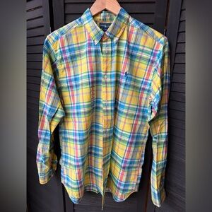 Ralph Lauren Yellow Multicolor Plaid Button-Down Shirt